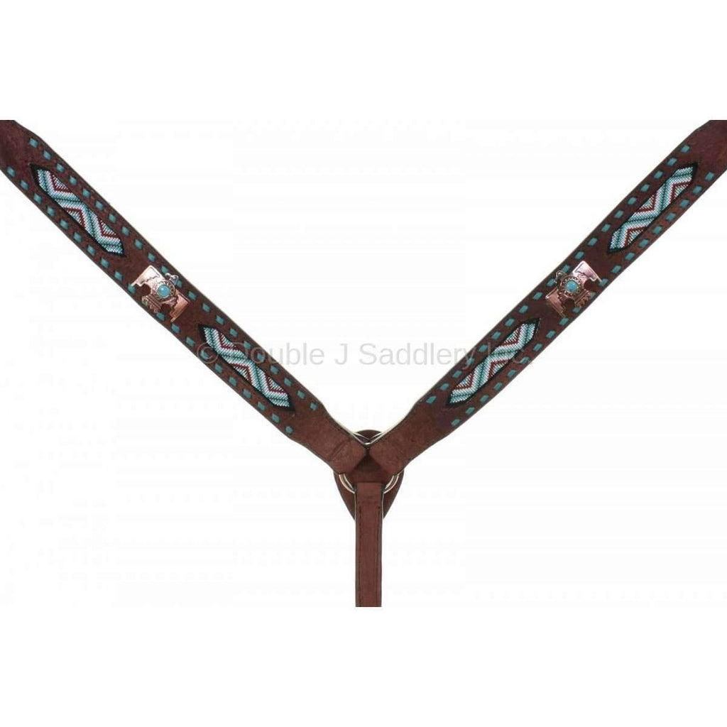 Bc856A - Brown Rough Out Beaded Breast Collar Tack