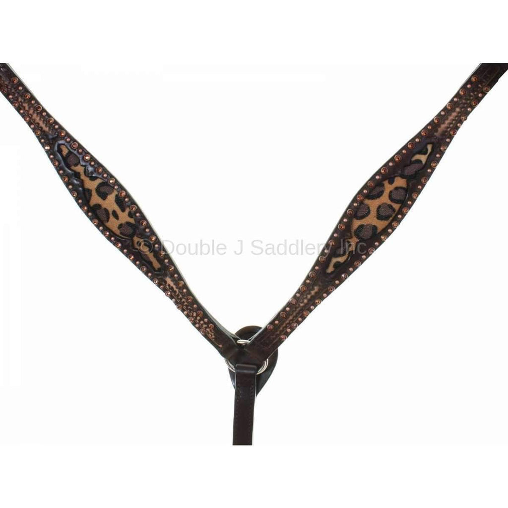 Bc857A - Brown Vintage Cheetah Breast Collar Tack