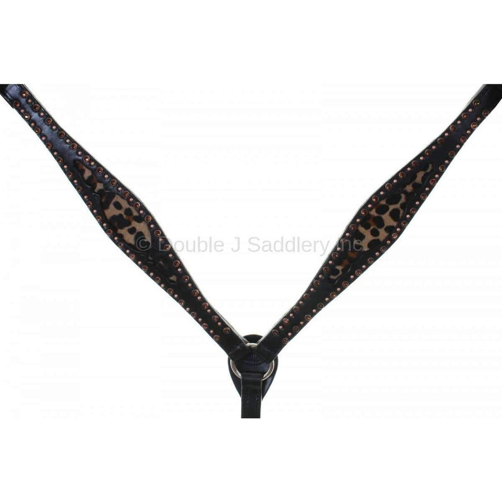 Bc858A - Black Leather Jaguar Breast Collar Tack