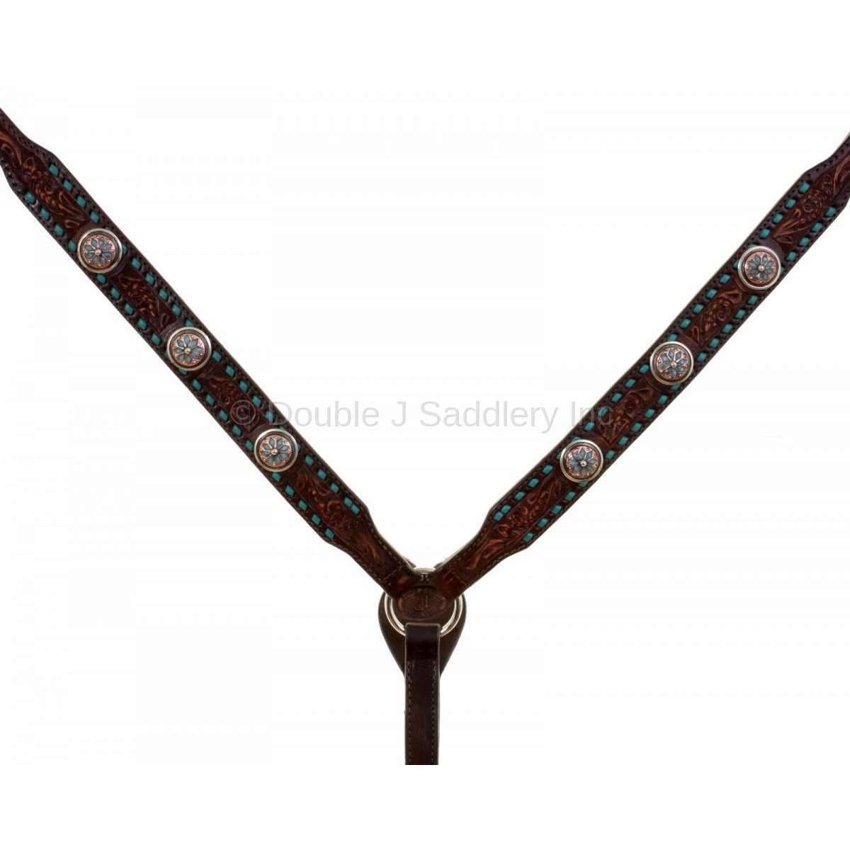 Bc876 - Brown Vintage Tooled Breast Collar Tack