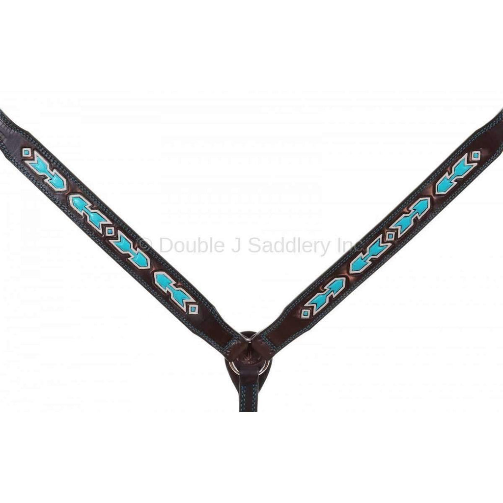 Bc918A - Brown Vintage Breast Collar Painted And Tooled Tack