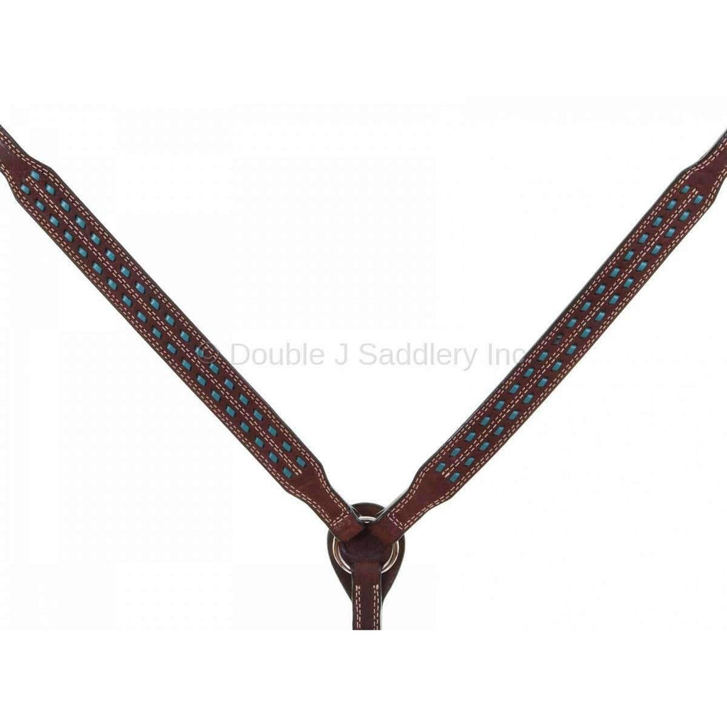 Bc915 - Brown Rough Out Leather Breast Collar Tack