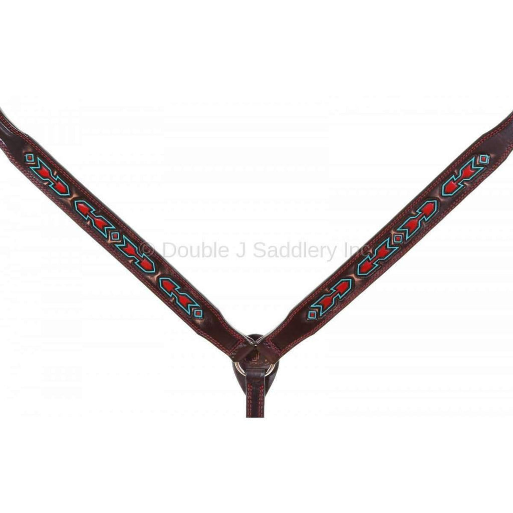 Bc912 - Brown Vintage Breast Collar Painted And Tooled Tack