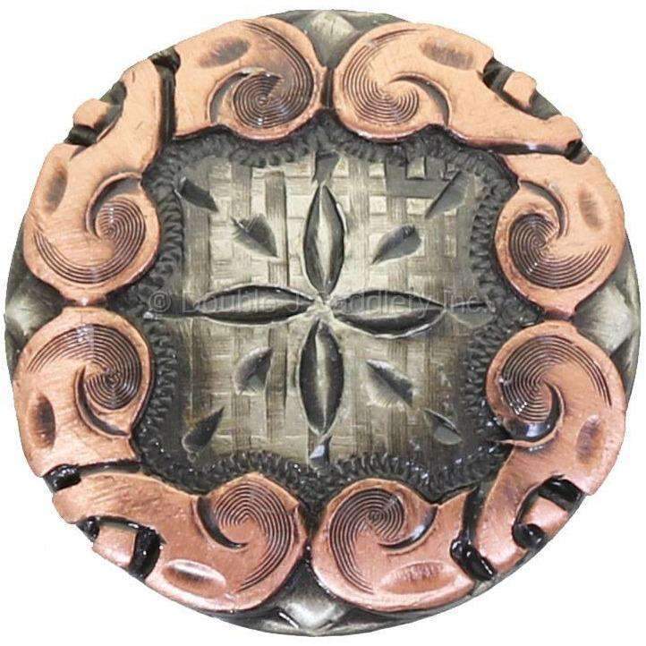 C1505 - Engraved Antique Silver W/copper Floral Border Concho Concho