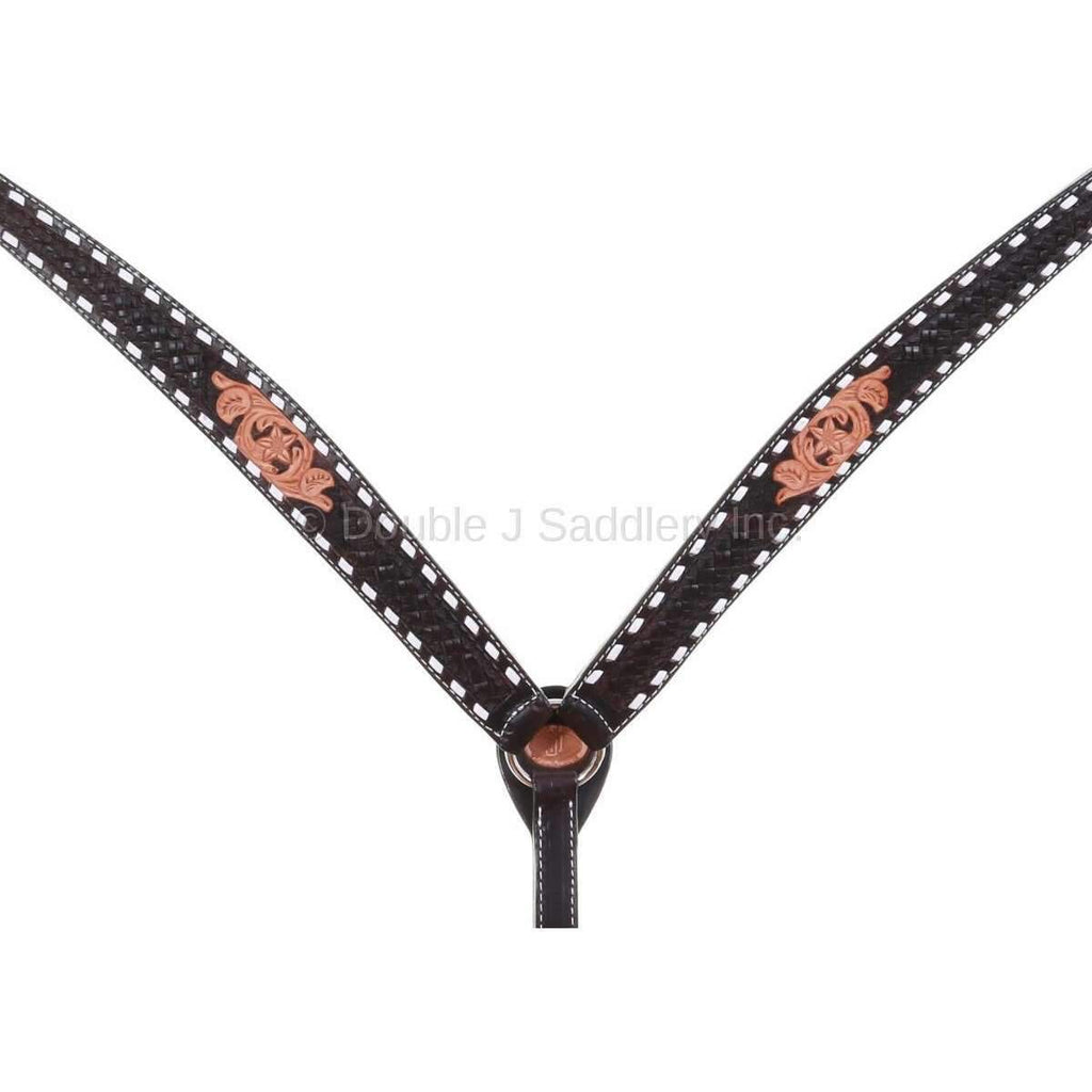 Bc943 - Brown And Natural Buck Stitched Breast Collar Tack