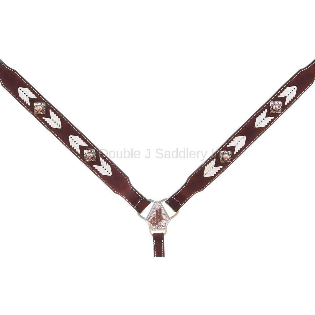 Bc952 - Brown Rough Out Arrow Design Breast Collar Tack