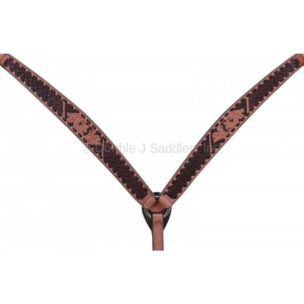 Bc967A - Brown And Natural Buck Stitched Breast Collar Tack