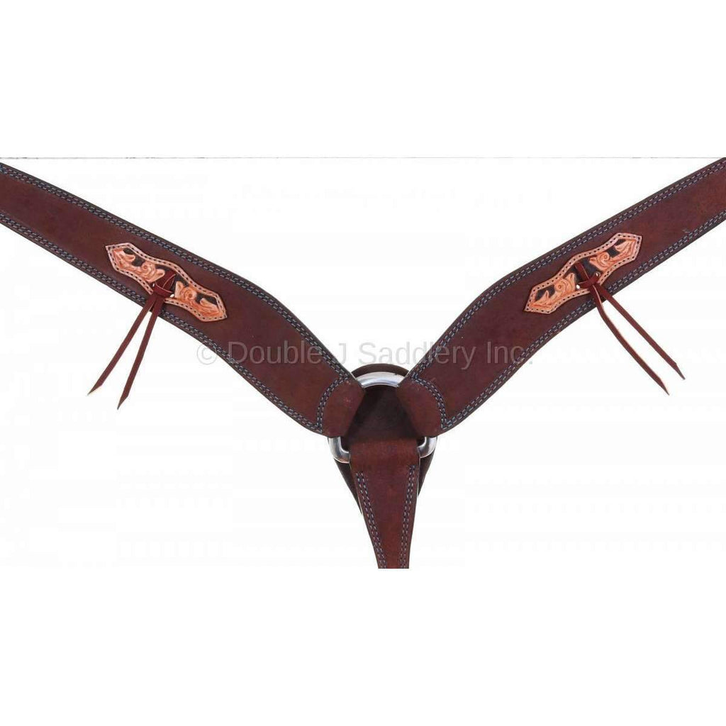 Bc968 - Brown Rough Out Overlay Breast Collar Tack