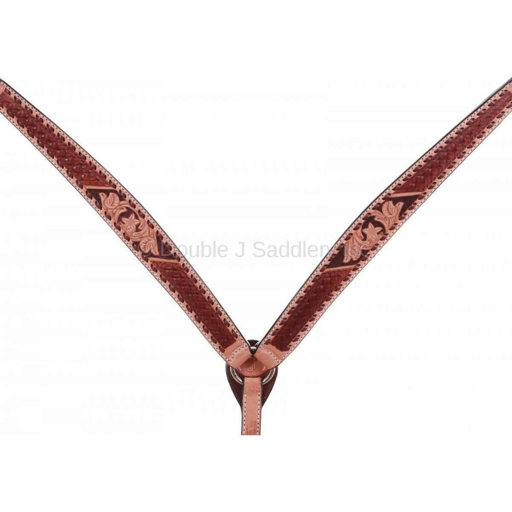 Bc967 - Cognac And Natural Buck Stitched Breast Collar Tack