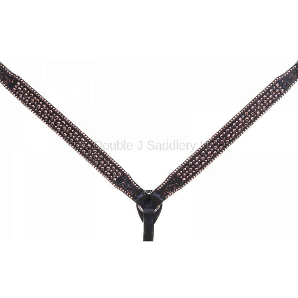 Bc969 - Black Leather Crystal Breast Collar Tack