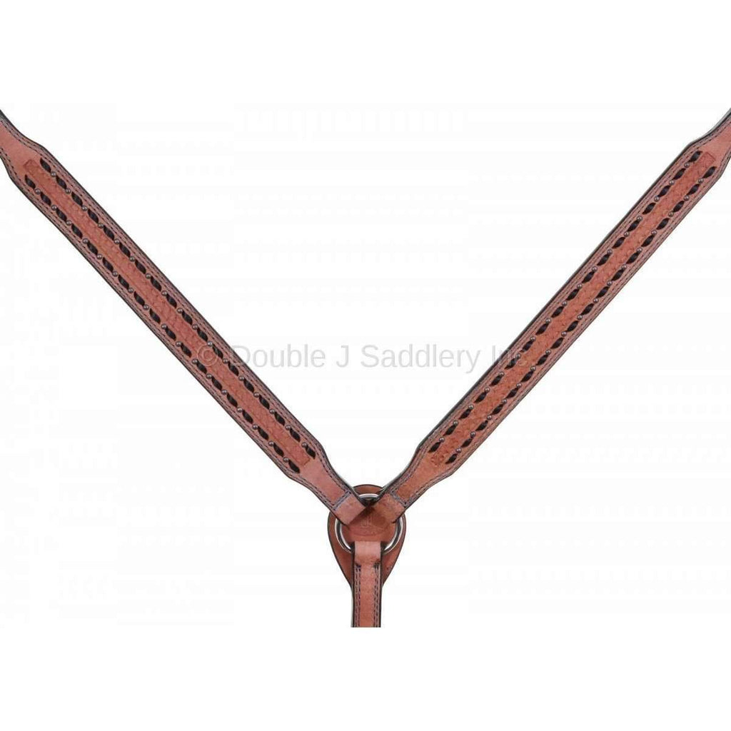 Bc978 - Natural Rough Out Buck Stitched Breast Collar Tack