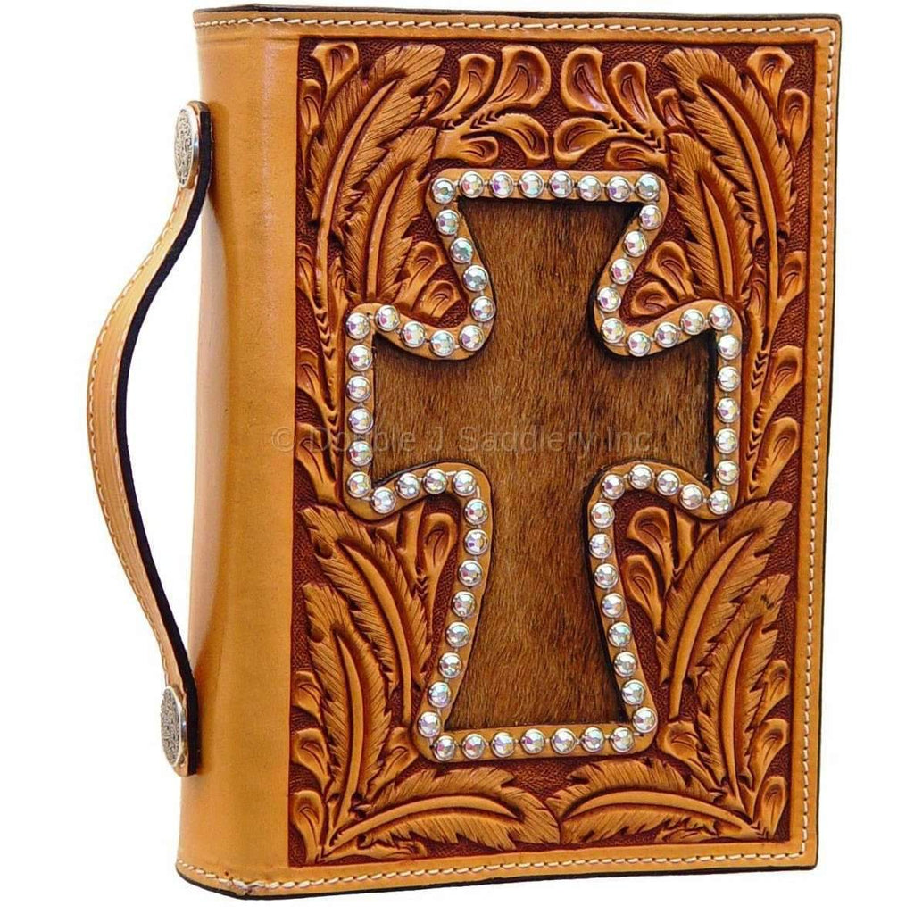 Bible02 - Hand-Tooled & Roan Cowhide Cross Bible Cover Accessories