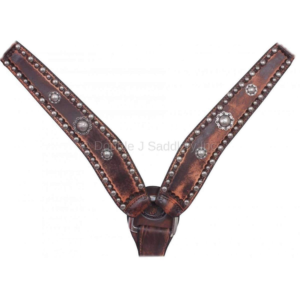 Bc016 - Brown Vintage Leather Breast Collar Tack