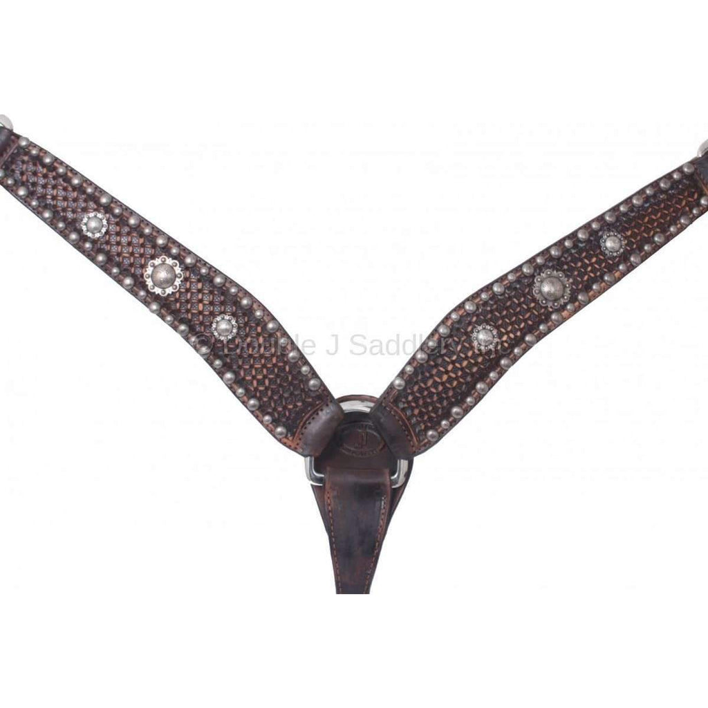 Bc020 - Vintage Brown Tooled Breast Collar Tack