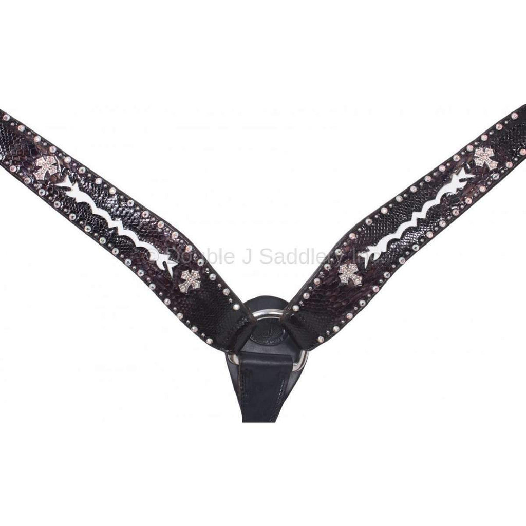 Bc024 - Black Snake Crystal Breast Collar Tack