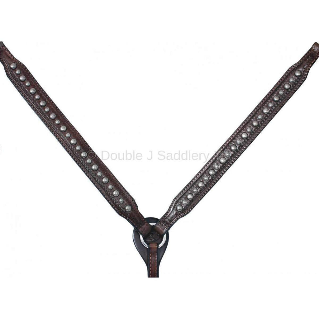 Bc033 - Brown Leather Studded Breast Collar Tack