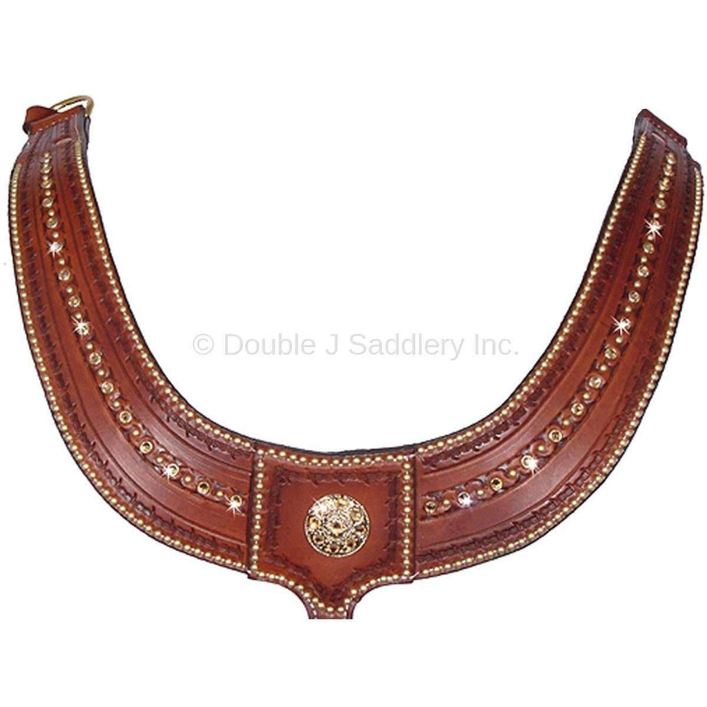 Bc329 - Chestnut Leather Crystal Breast Collar Tack