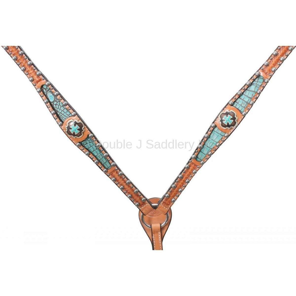 Bc258 - Natural Leather Inlayed Breast Collar Tack