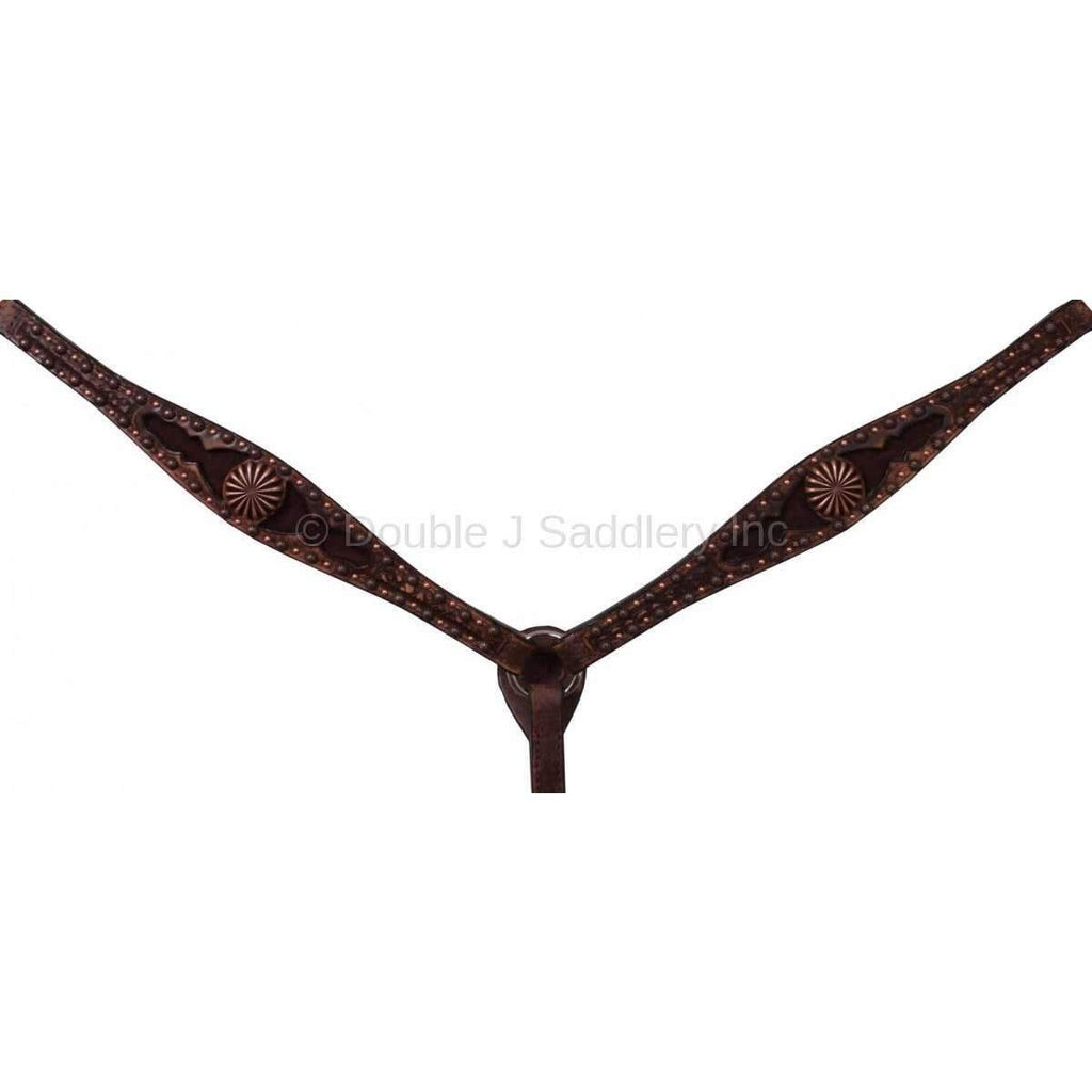 Bc388 - Brown Vintage Elephant Inlayed Breast Collar Tack
