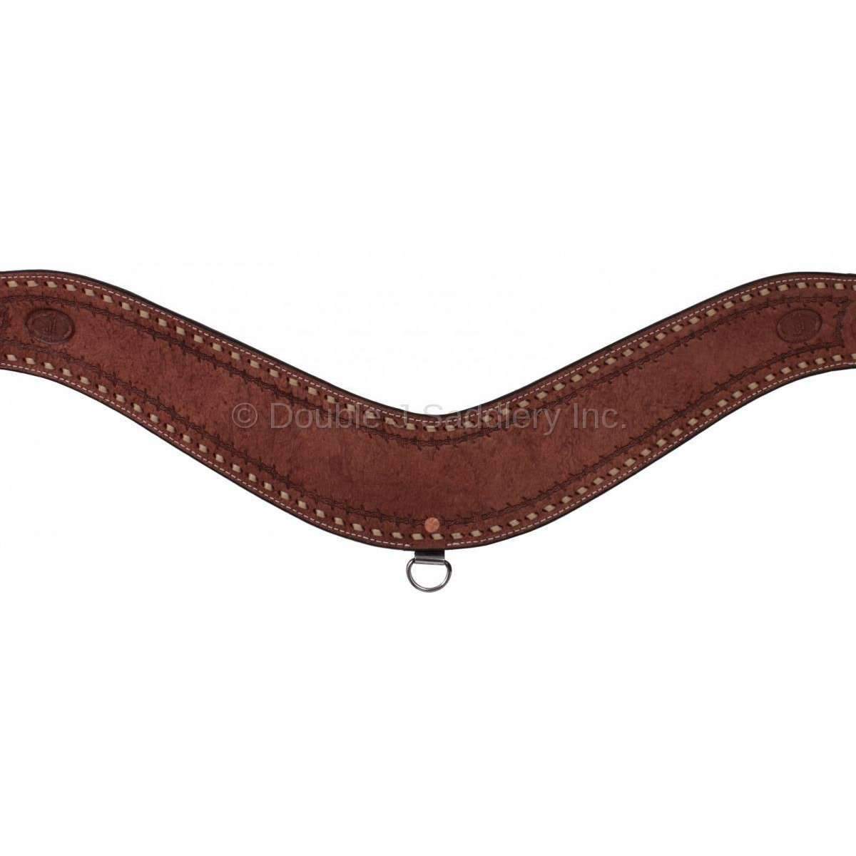 Bc394 - Brown Rough Out Buckstitched Breast Collar Tack