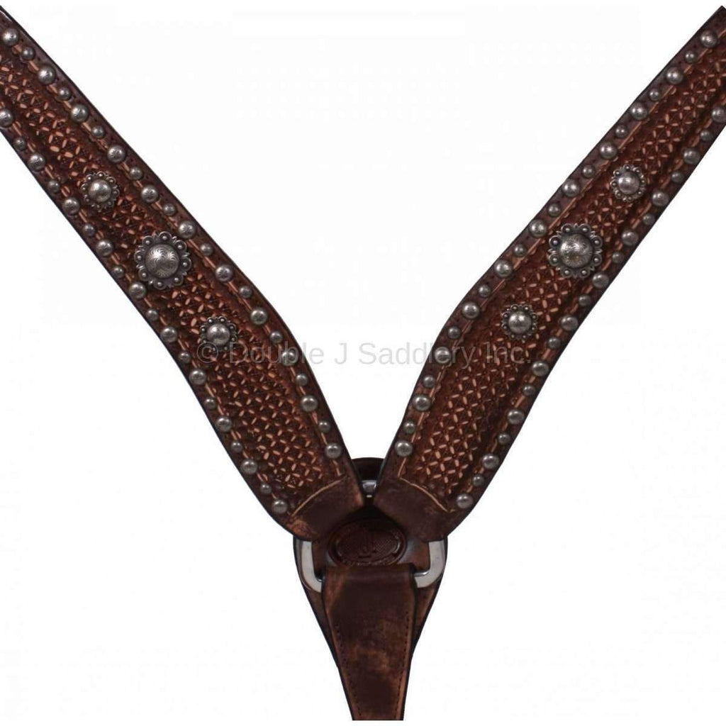 Bc412 - Brown Vintage Tooled Breast Collar Tack