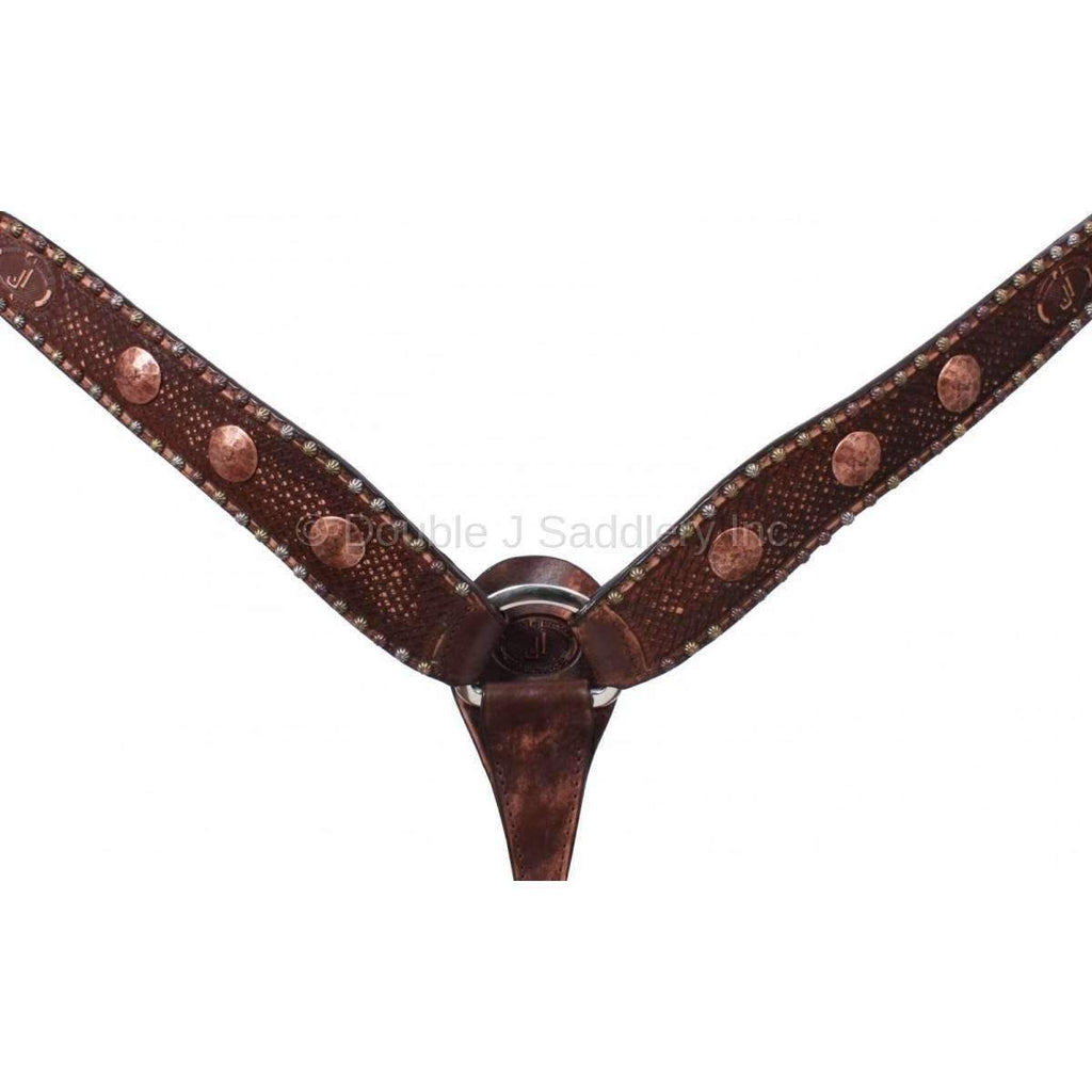 Bc420 - Brown Vintage Tooled Breast Collar Tack