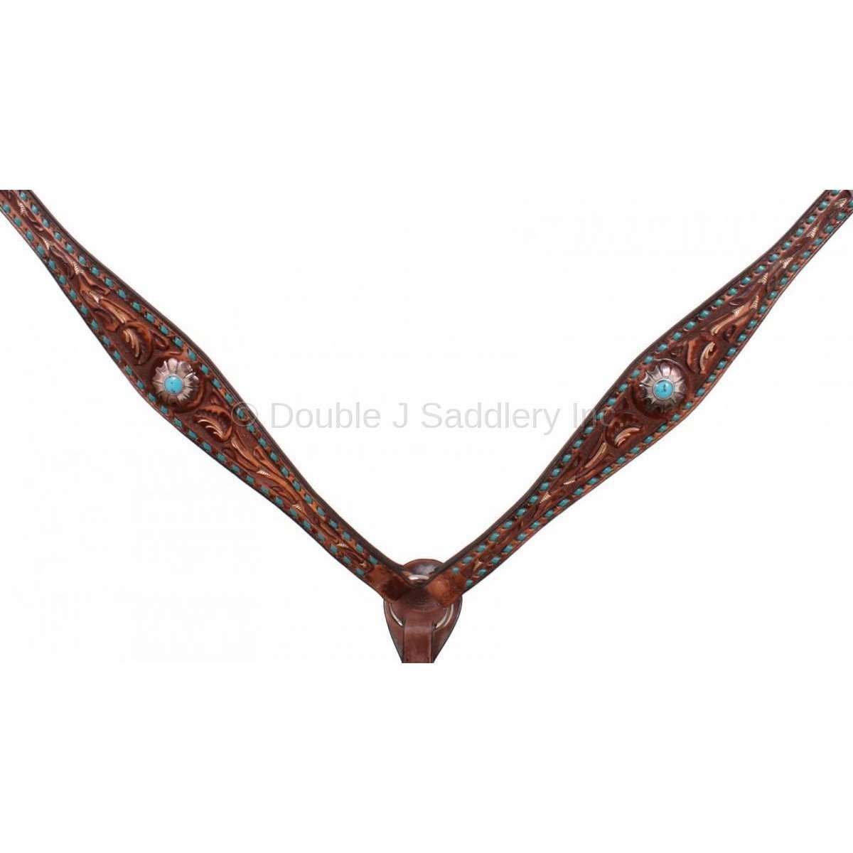 Bc440 - Brown Vintage Buckstitched Breast Collar Tack