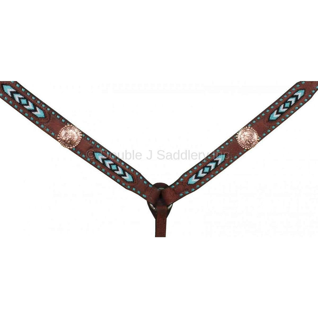 Bc451 - Brown Rough Out Beaded Breast Collar Tack