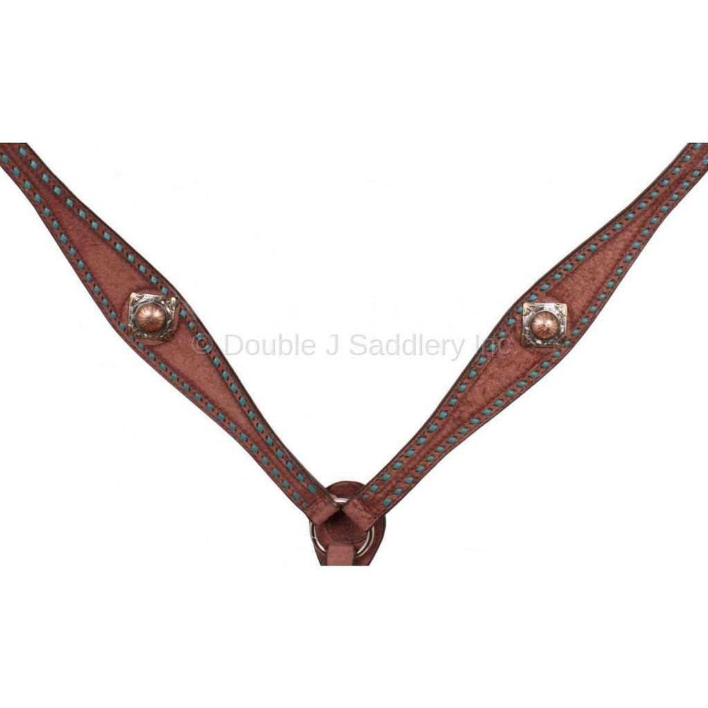 Bc439 - Brown Rough Out Leather Breast Collar Tack