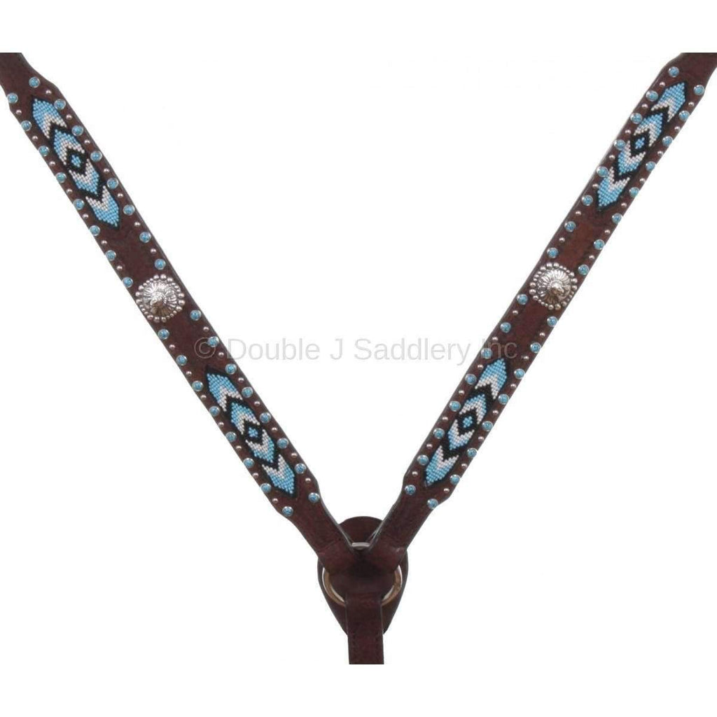 Bc483 - Brown Rough Out Beaded Breast Collar Tack