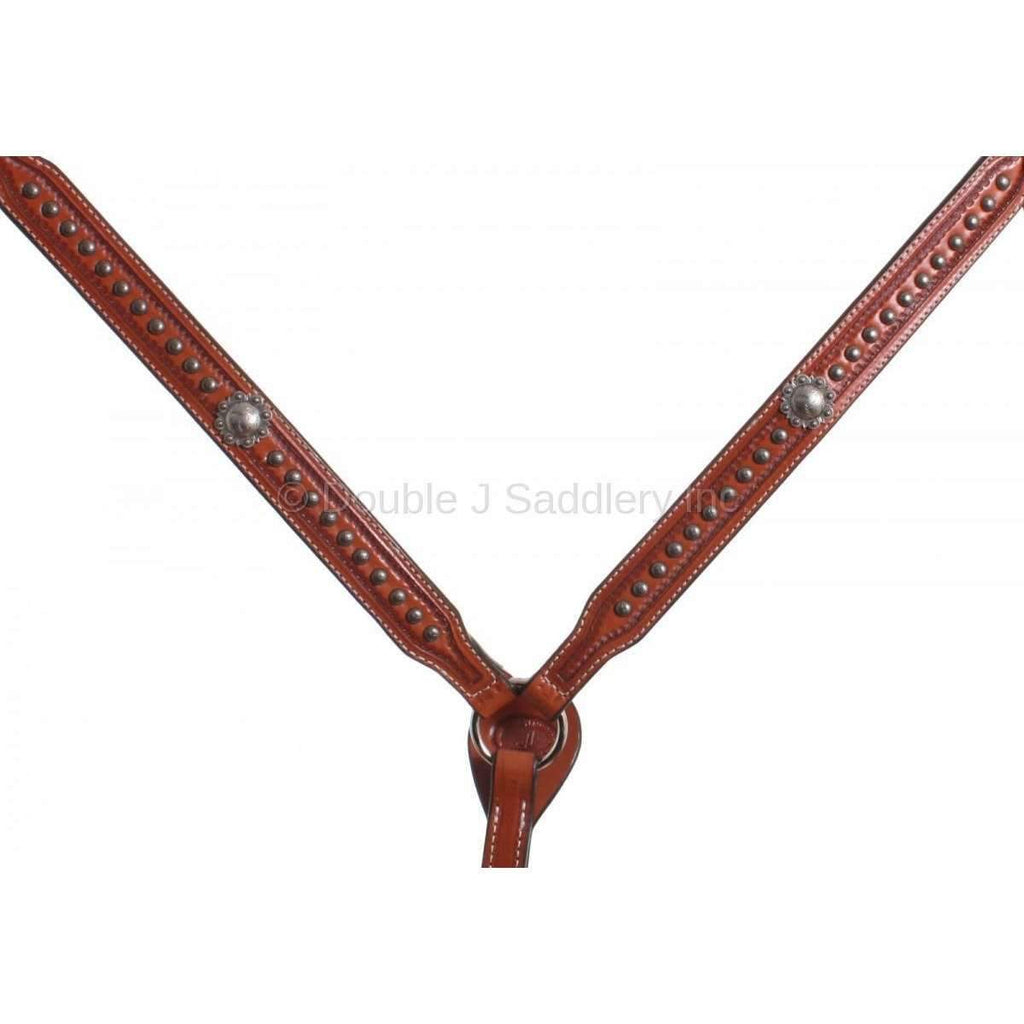 Bc495 - Chestnut Leather Studded Breast Collar Tack