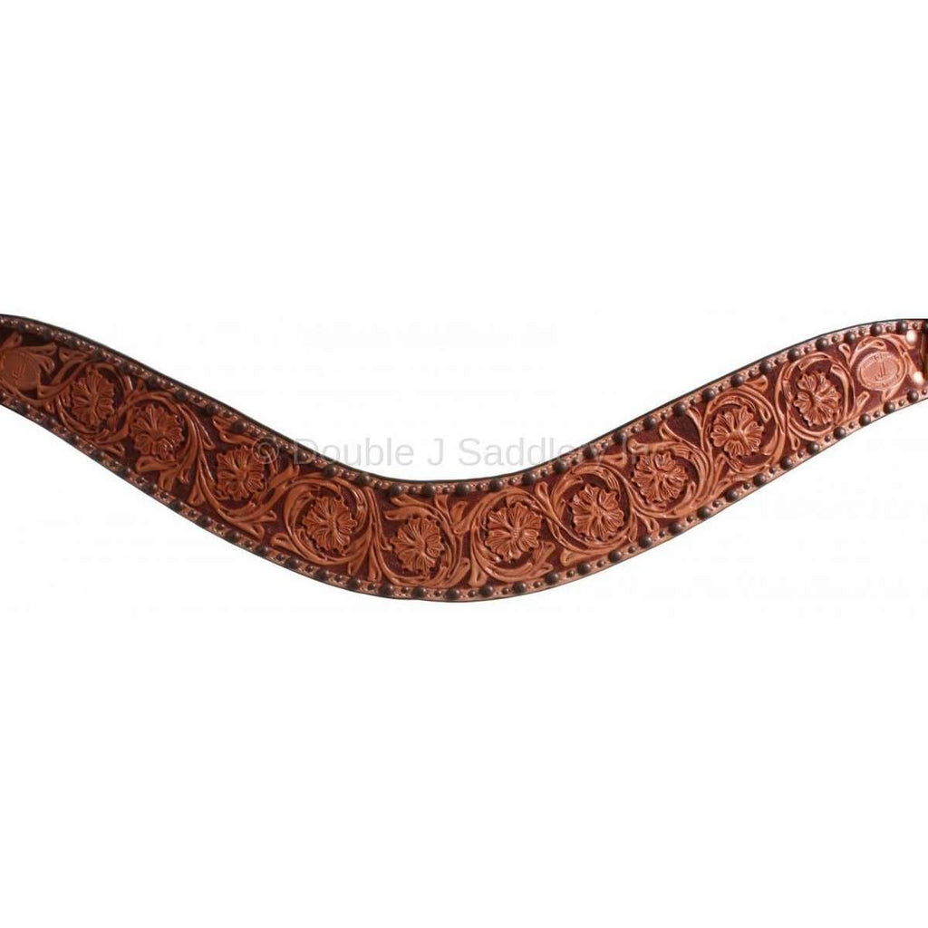 Bc615 - Natural Leather Tooled Breast Collar Tack