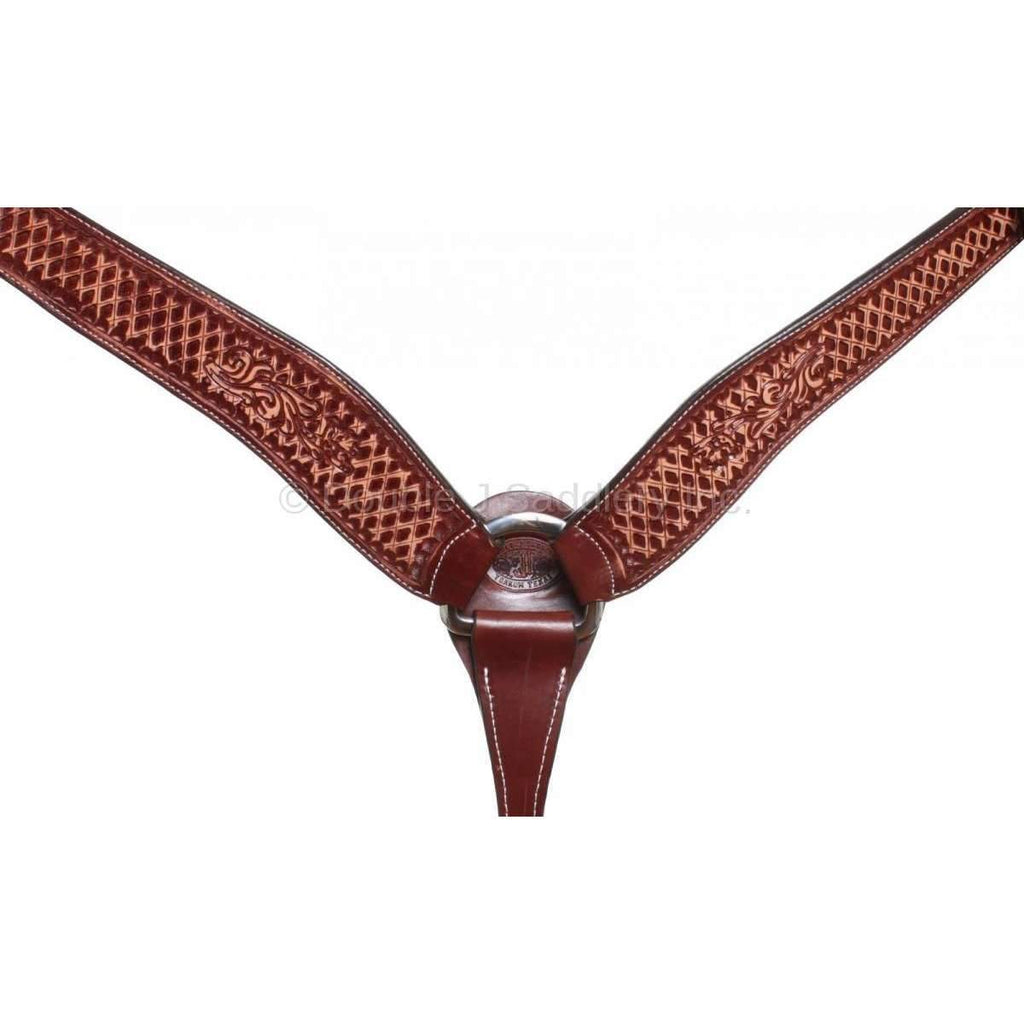 Bc622 - Cognac Vintage Tooled Breast Collar Tack
