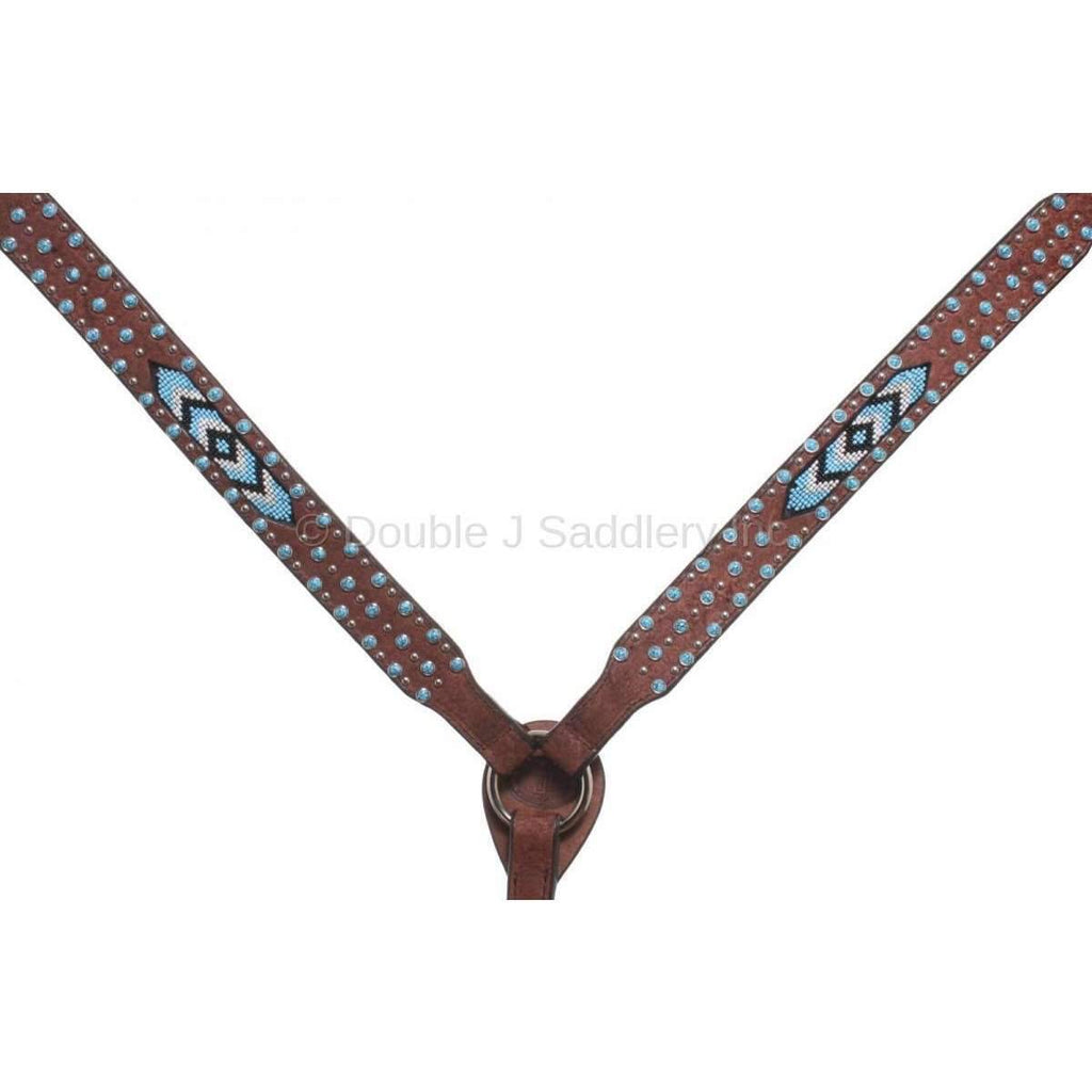 Bc634 - Brown Rough Out Beaded Breast Collar Tack