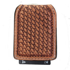 Fmmc02 - Natural Leather Tooled Flat Magnetic Money Clip Wallet