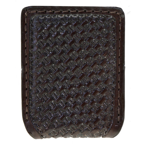 FMMC04 - Brown Leather Tooled Flat Magnetic Money Clip