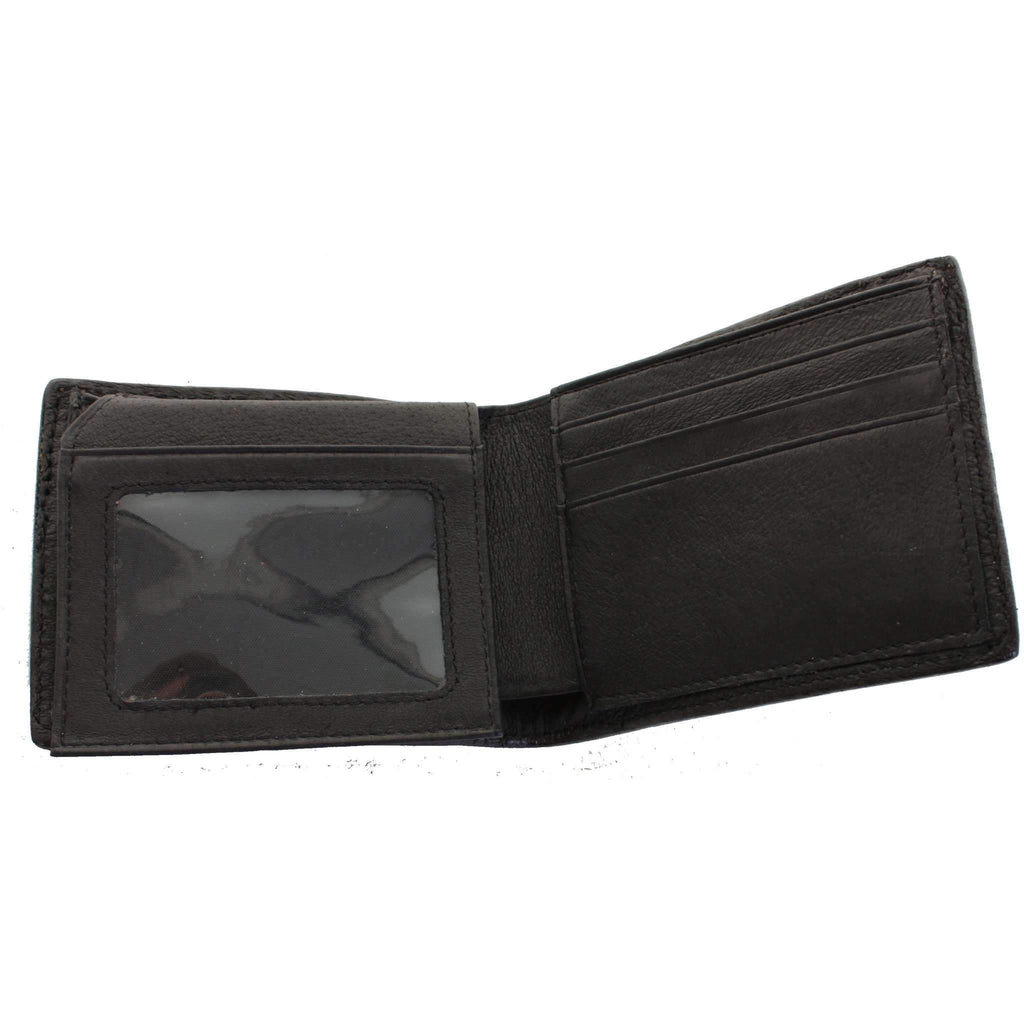 Handmade black bifold exotic leather wallet
