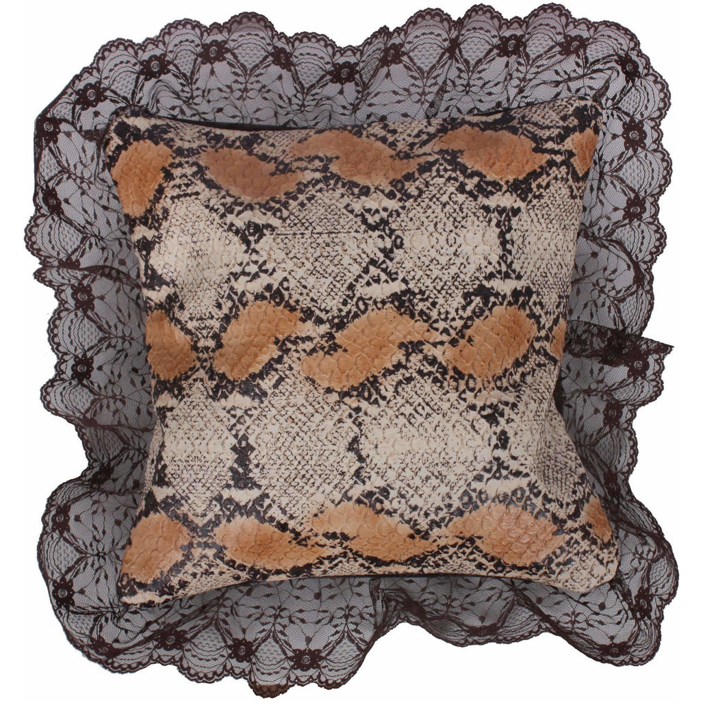 Clearance - Python Print Leather And Lace Pillow Pil16