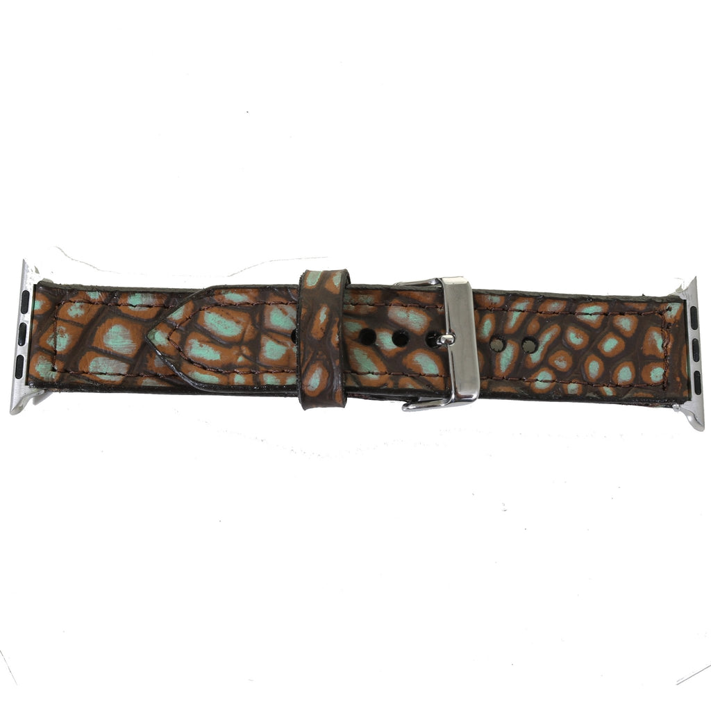 AWB10 - Rustic Patina Croc Print Apple Watch Band - Double J Saddlery