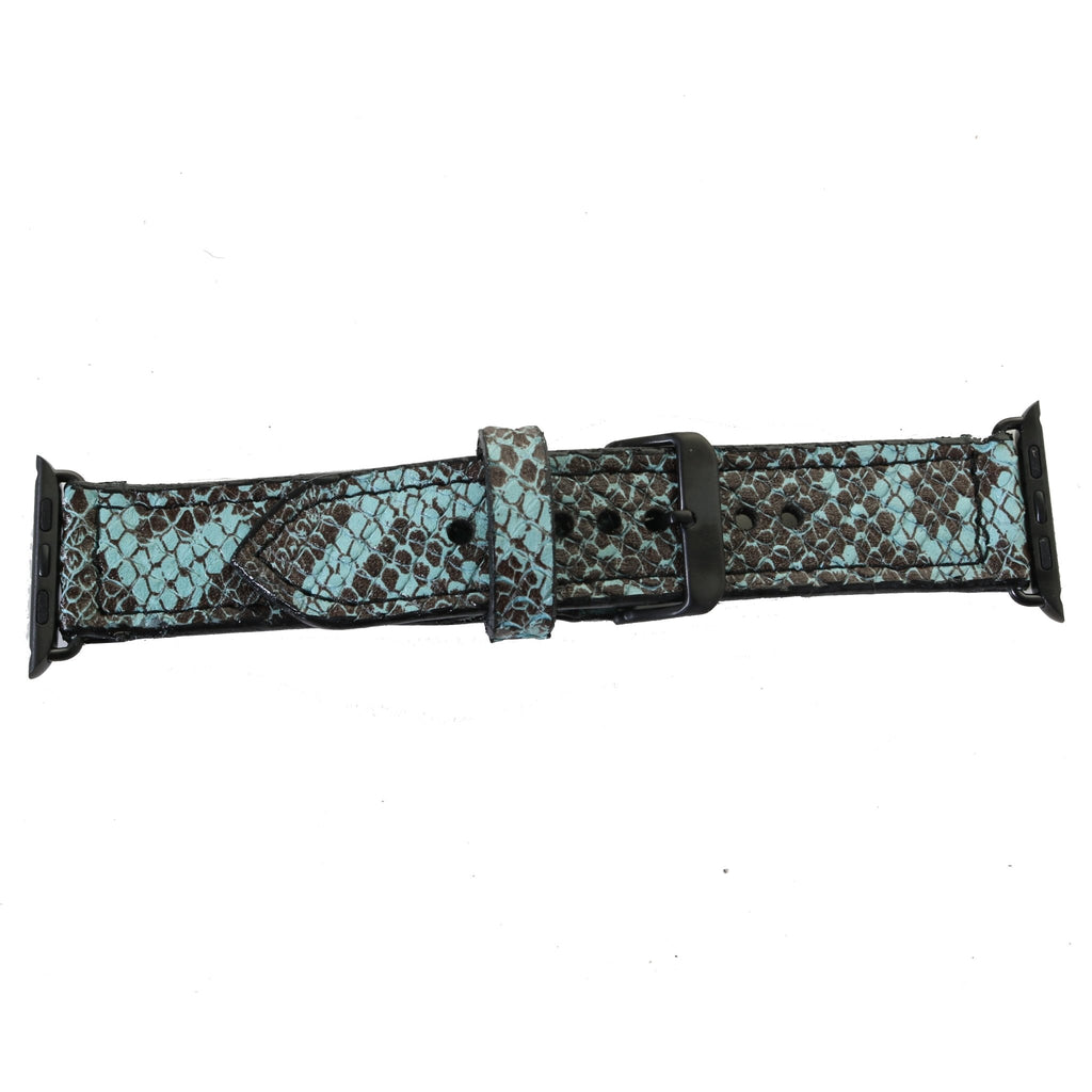AWB13 - Turquoise Snake Print Apple Watch Band - Double J Saddlery