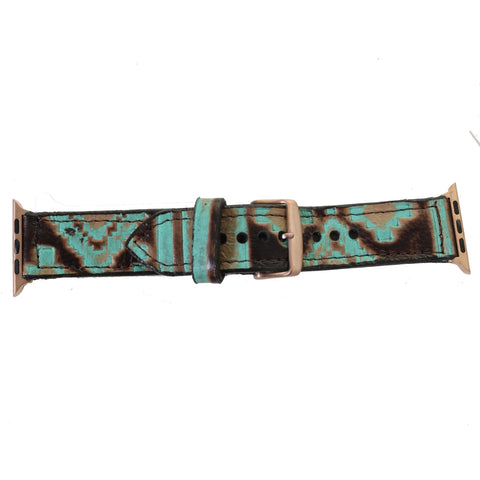 AWB14 - Navajo Turquoise Print Apple Watch Band - Double J Saddlery