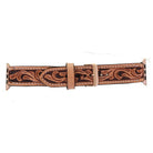 AWB19A - Natural Floral Tooled Rust Background Apple Watch Band - Double J Saddlery