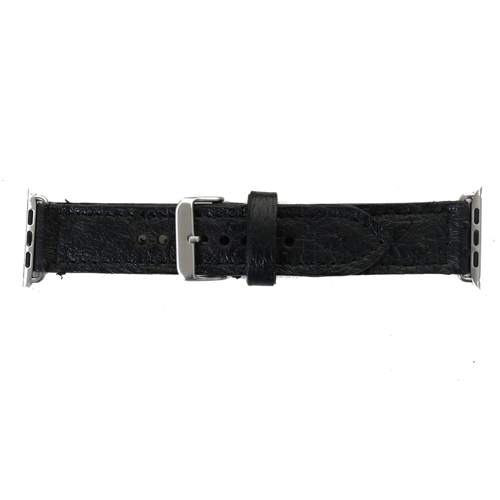AWB21 - Genuine Black Ostrich Watch Band - Double J Saddlery