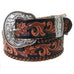 B1082 - Floral Tooled and Whip Stitched Belt - Double J Saddlery