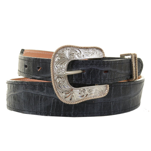 B1102 - Black Tail Gator Print Belt - Double J Saddlery