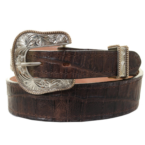 B1103 - Cognac Tail Gator Print Belt - Double J Saddlery