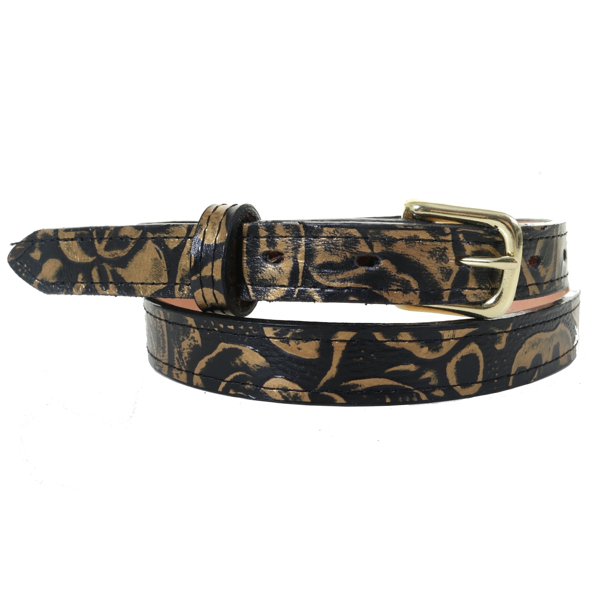 B1143 - Black Gold Floral Belt - Double J Saddlery