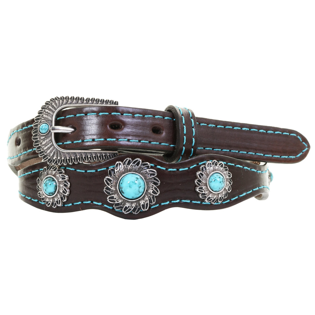 B1176 - Brown Leather Scalloped Belt - Double J Saddlery