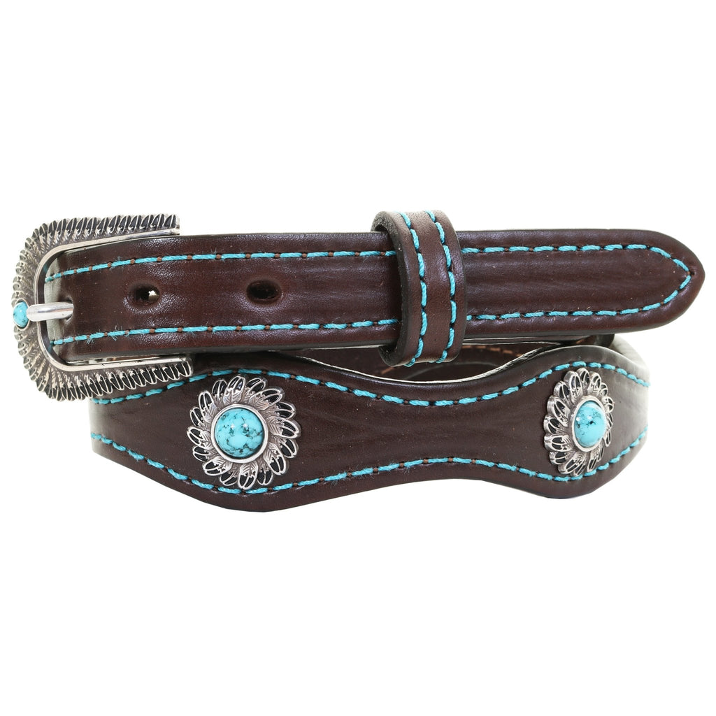 B1178 - Brown Leather Scalloped Belt - Double J Saddlery