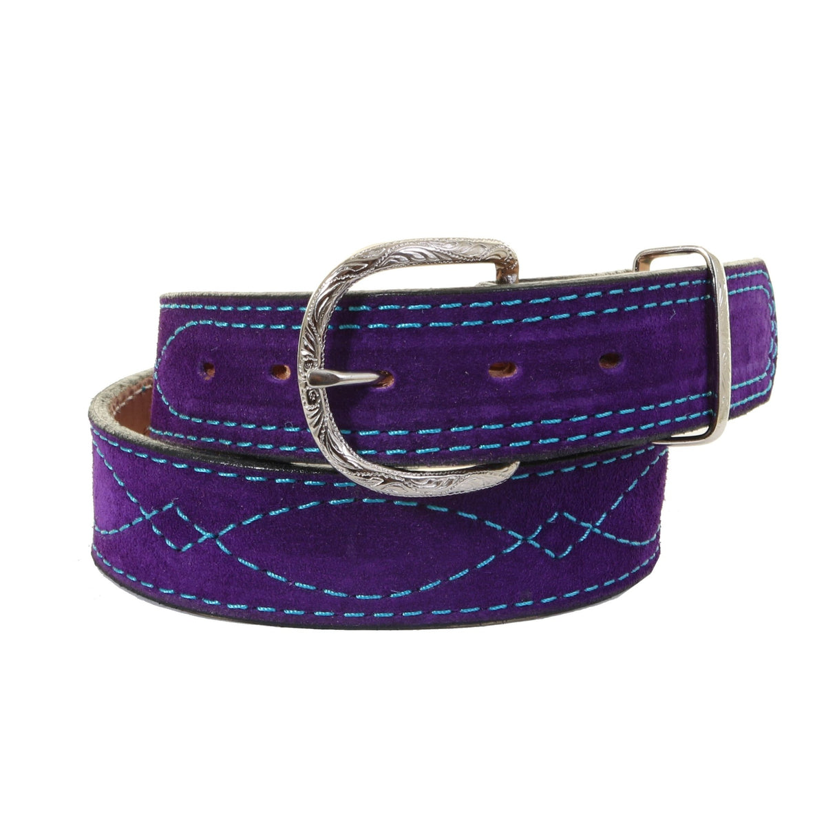 Post & Co Purple Leather Belt with Decorative Buckle; Size: 90 Generic Women Lavender Purple Fashion Belt - Hip High Waist  main image 2
